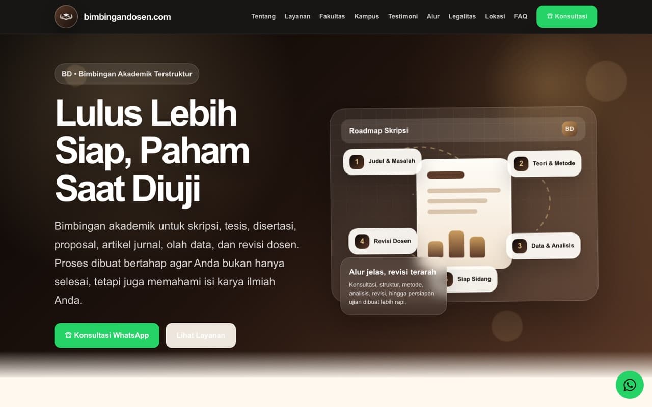 Home page screenshot of Bimbingan Dosen